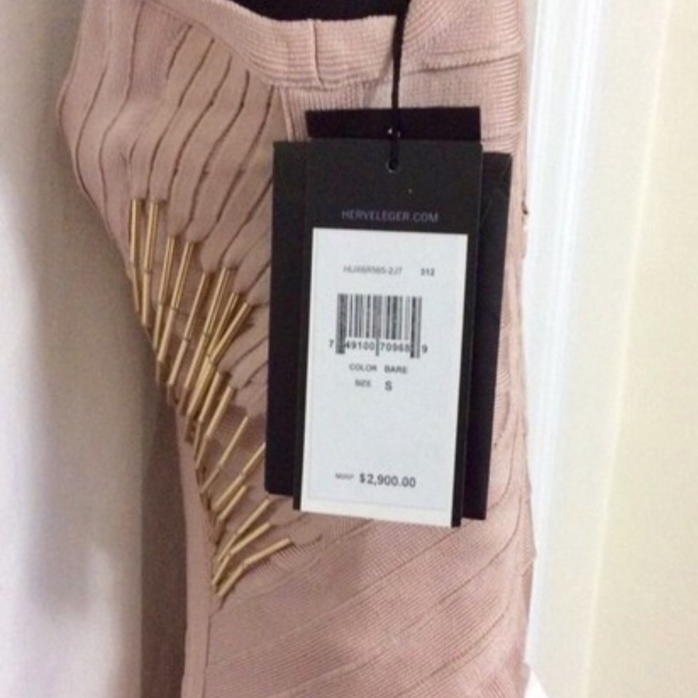 Hervé Leger Nude W/ Gold Hardware